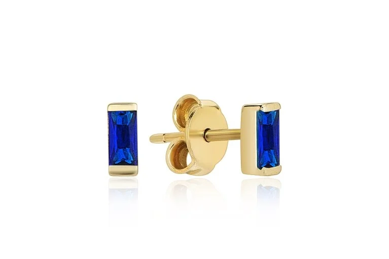 Mavi Swarovski Taşlı Baget Küpe (2)