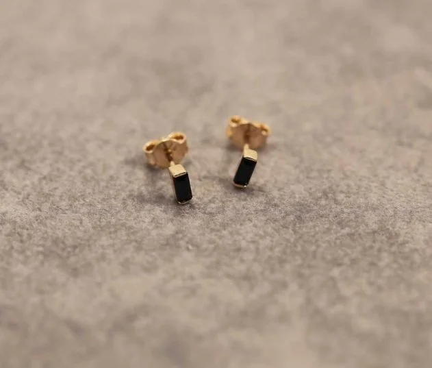 Siyah Swarovski Taşlı Baget Küpe (2)